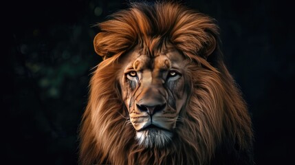 Lion portrait on dark background