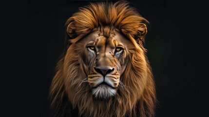 Lion portrait on dark background