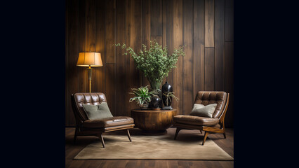 Lovely wood paneling with brown grain on a wall copy