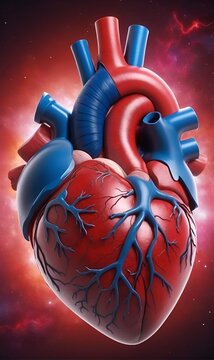 human heart, human organ, on a dark background