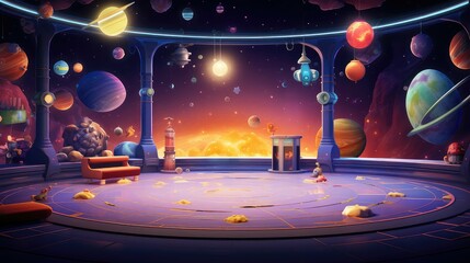 planets space room background illustration astronaut moon, nebula celestial, cosmos exploration...