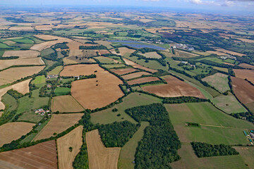 Aerial view of the fields of Wiltshire, England