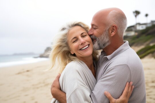 Happy retired couple at the beach