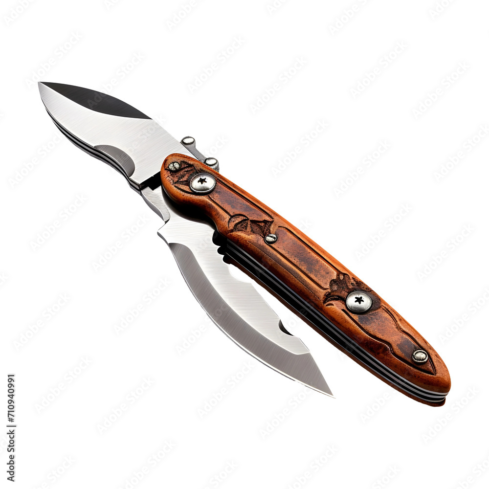 Wall mural portable pocket knife isolated on transparent background