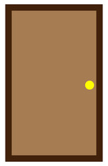 Wooden door front. Vector illustration.	