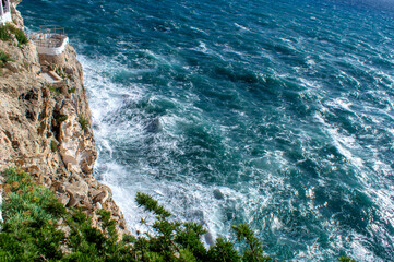 Landscape of the sea horizon and cliffs of Menorca.