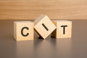 three wooden blocks on a brown background, with the abbreviation CIT - corporate income tax