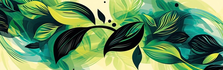 Green and black leaves background