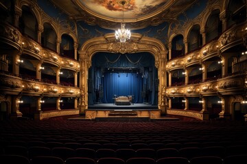 An opera theatre hall in silence, wallpaper background - obrazy, fototapety, plakaty