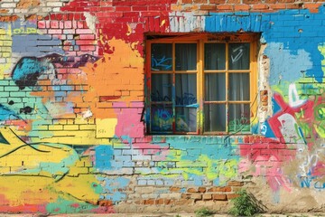 Graffiti on Brick Wall With Window