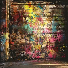 Colorful Paint Adorns Brick Wall