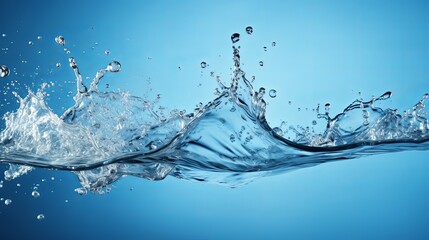 A frontal depiction of water splashing from a drop with copy space.