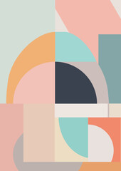Minimalistic abstract art illustration in pastel colours made from geometric figures, simple lines, simple shapes 