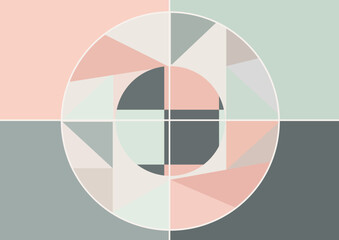 Obraz premium Minimalistic abstract art illustration in pastel colours made from geometric figures, simple lines, simple shapes 