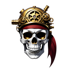 Fototapeta premium Steampunk Skull Illustration Generative