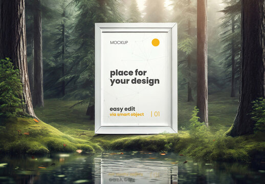Frame Poster Mockup in the Forest 08