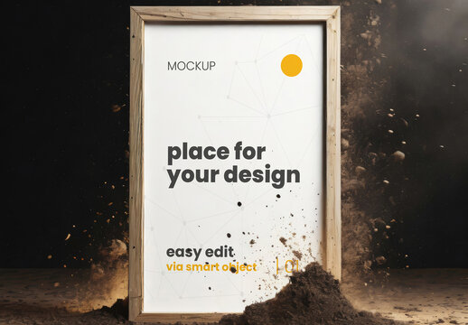 Dusty Frame Poster Mockup with Dirt 01