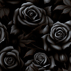 Patron de Texturas enlosable sin bordes de Rosas Negras