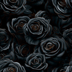 Fototapeta premium Patron de Texturas enlosable sin bordes de Rosas Negras