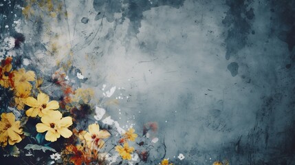 Concrete that is grunge with a floral background