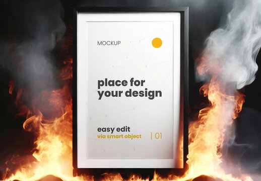 Frame Poster Mockup Set on Fire 05