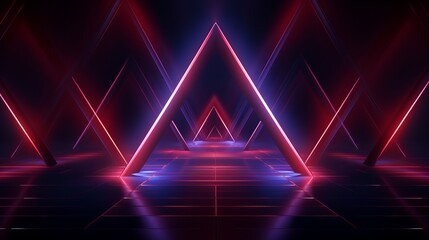 Neon laser lights are used to illustrate geometric shapes, making them great for backgrounds and wallpapers.