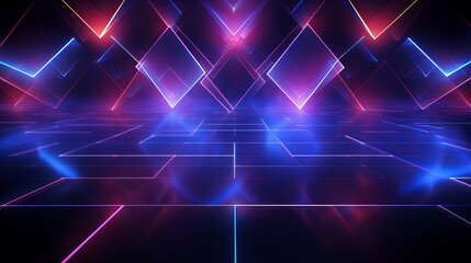 Neon laser lights are used to illustrate geometric shapes, making them great for backgrounds and wallpapers.