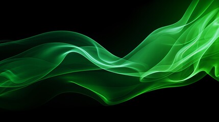 Smoke that is green and wavy on a black background