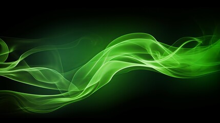 Fototapeta premium Smoke that is green and wavy on a black background