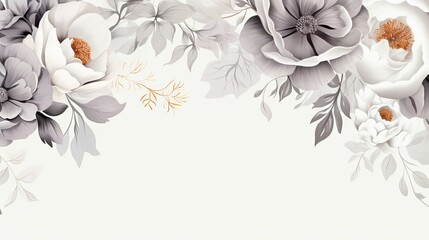 The background is gray and has a floral border - obrazy, fototapety, plakaty