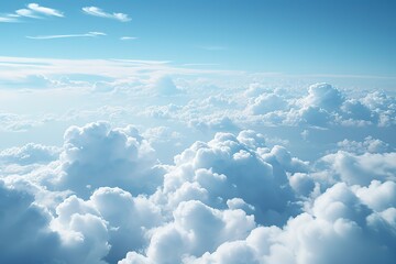 Fototapeta premium High nature view large white clouds on soft sky background in the morning, View of white cloudy on the plane. 