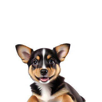 cute smile dog on white or transparent background Generative AI