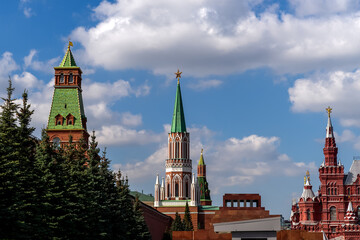View of the northern wall of the Moscow Kremlin from the Red Square.