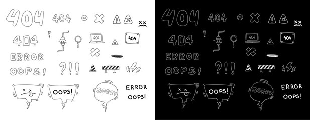 Doodle hand drawn 404 error page drawing	
