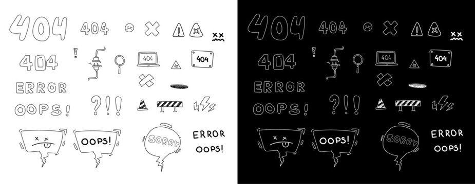 Doodle hand drawn 404 error page drawing	
