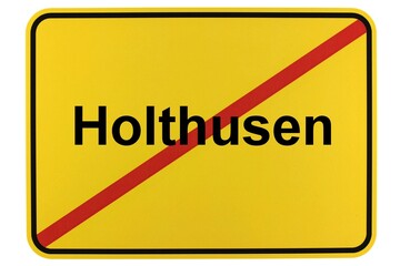Illustration eines Ortsschildes der Gemeinde Holthusen in Mecklenburg-Vorpommern