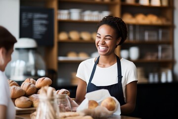 Cheerful African American Female Bakery Worker