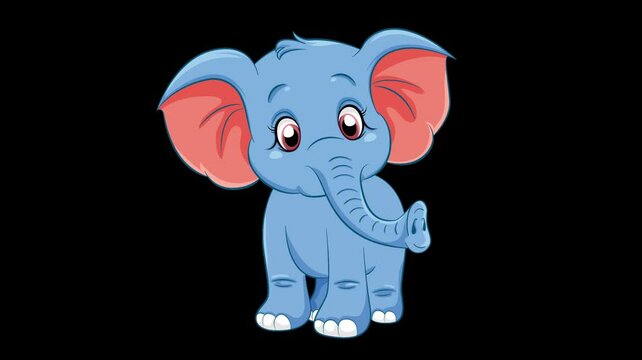 2D animated elephant moving head moving trunk eyes blinking a cute cartoon elephant motion graphics Animation. Can be used as commercial for kids cartoon or any education purpose.