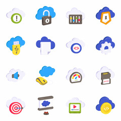 Pack of Cloud Computing and Communication Flat Icons 

