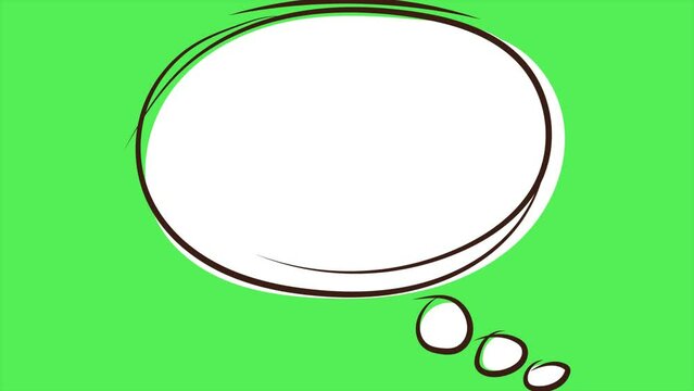 Speech bubble for text, pop up text box, message box cartoon animated icon. Speech bubble on Green Screen. Bubble style talk sign symbol with green screen template for explanation video. Royality free