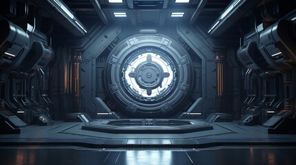 A background that combines cinematic, detailed interiors, mechanical, and sci-fi elements.