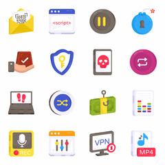 Pack of Media and Streaming Flat Icons

