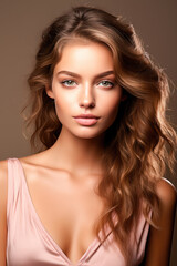 Fototapeta premium portrait of a woman Valentines makeup everyday beauty brown cream