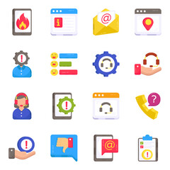 Pack of Customer Helpline Flat Icons 

