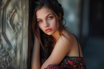 Fototapeta premium Alluring gaze in rustic charm