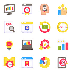 Pack of Search Engine Optimization Flat Icons 

