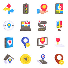 Pack of Location Flat Icons 

