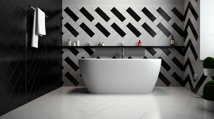 A pattern made up of black and white tiles