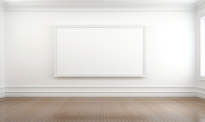 Fototapeta premium A contemporary living space with a vacant frame, ready to showcase personalized artwork or photographs.