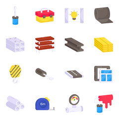 Pack of Construction Equipment Flat Icons

